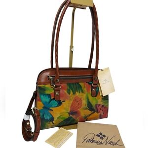 Patricia Nash Leather Calvi Watercolor Butterfly Satchel